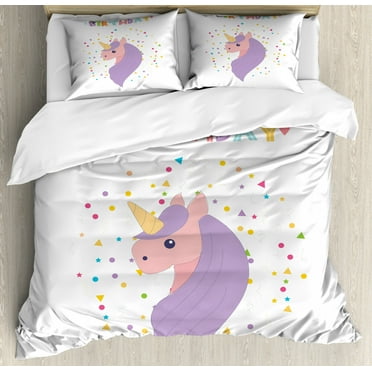 Lullaby Bedding Twin XL Unicorn Percale Duvet Set 